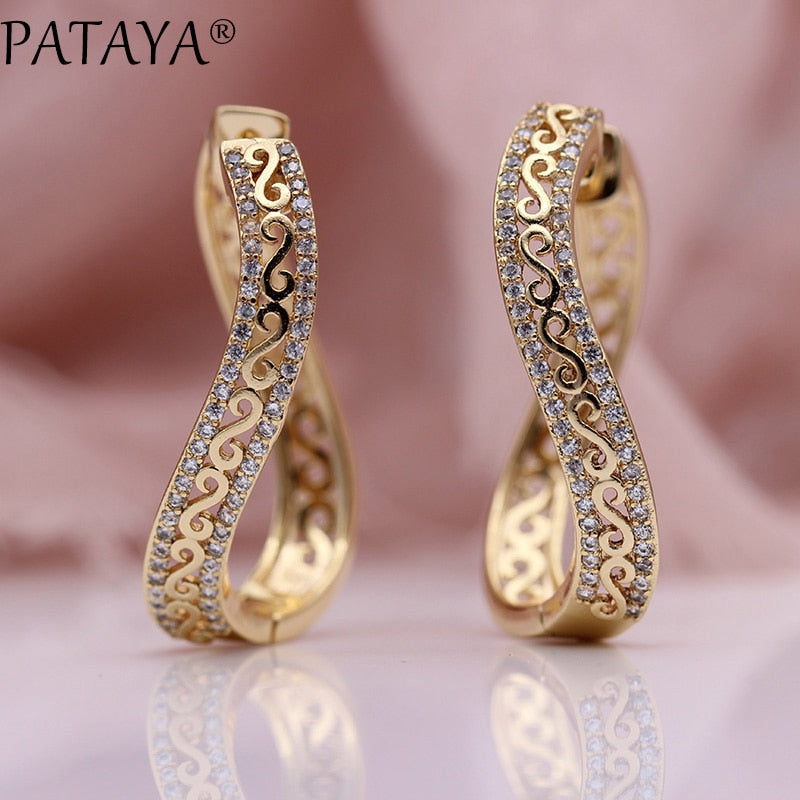 New Unique Wave Big Circle Drop Earrings for Women